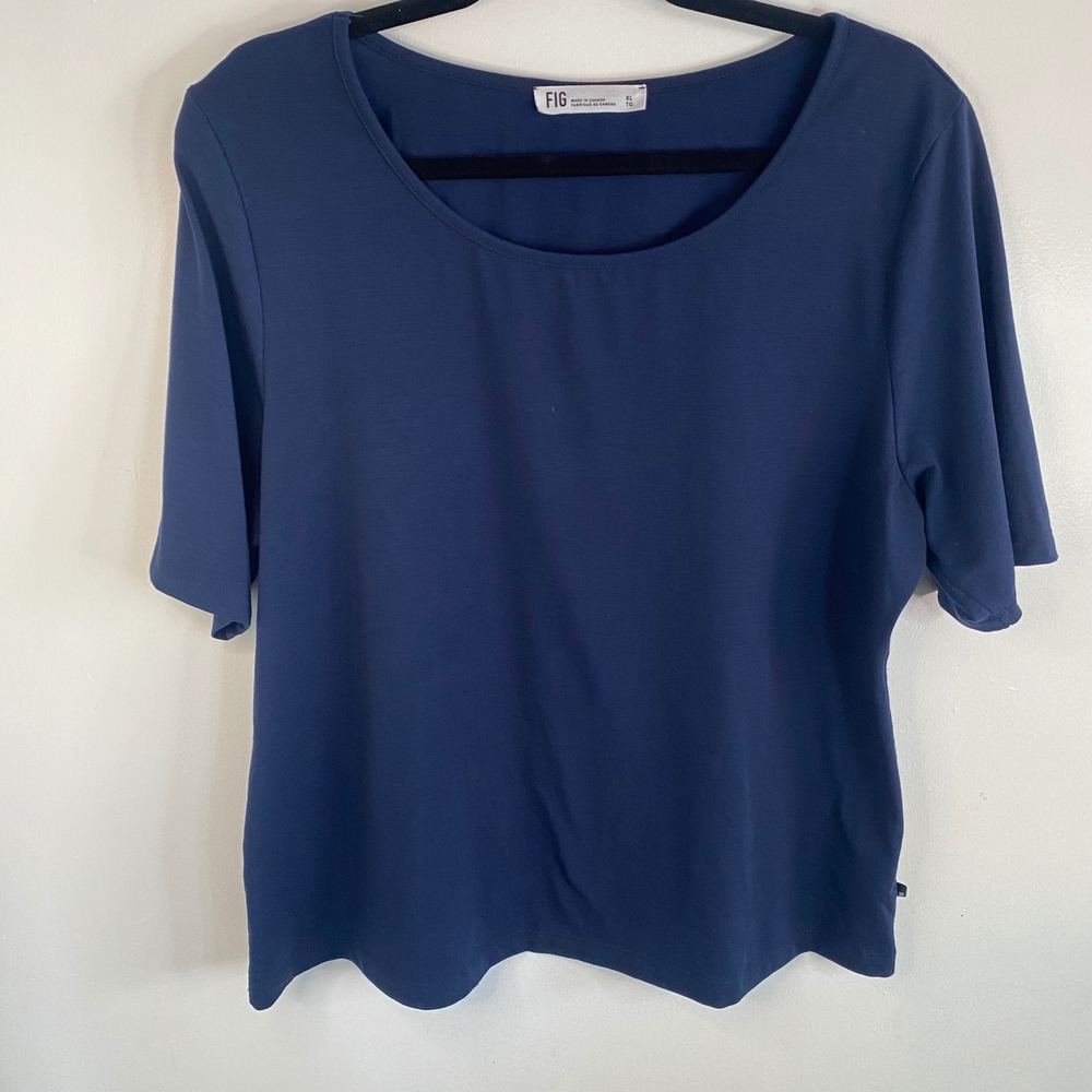 FIG Clothing Navy Blue Top XL Recycled Polyester Lyocell Elbow‎ Sleeve - Picture 2 of 6